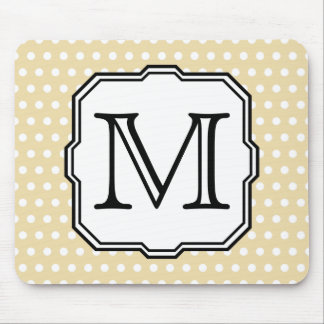 Your Letter. Custom Monogram. Beige Polka Dot. Mouse Mat