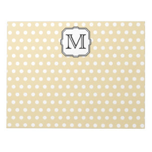 Your Letter. Custom Monogram. Beige Polka Dot. Notepad