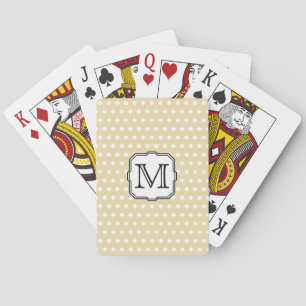 Your Letter. Custom Monogram. Beige Polka Dot. Playing Cards