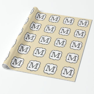 Your Letter. Custom Monogram. Beige Polka Dot. Wrapping Paper