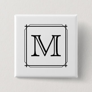 Your Letter. Custom Monogram. Black and White 15 Cm Square Badge
