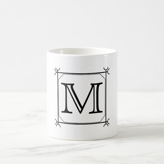 Your Letter. Custom Monogram. Black and White Coffee Mug (Center)