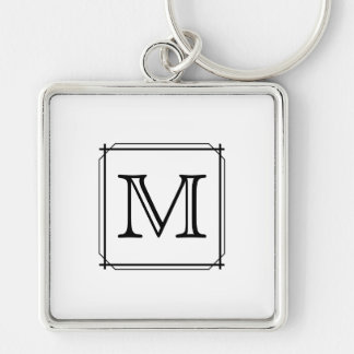 Your Letter. Custom Monogram. Black and White Key Ring