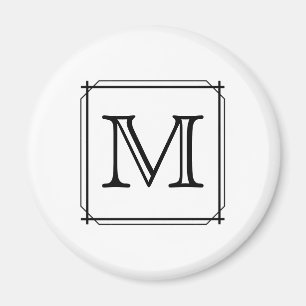 Your Letter. Custom Monogram. Black and White Magnet