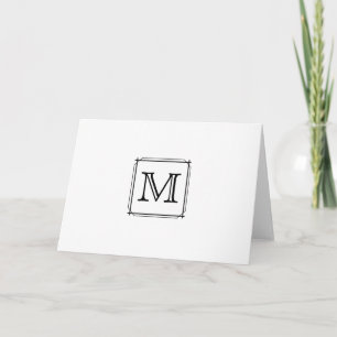 Your Letter. Custom Monogram. Black and White Note Card