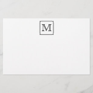 Your Letter. Custom Monogram. Black and White Stationery