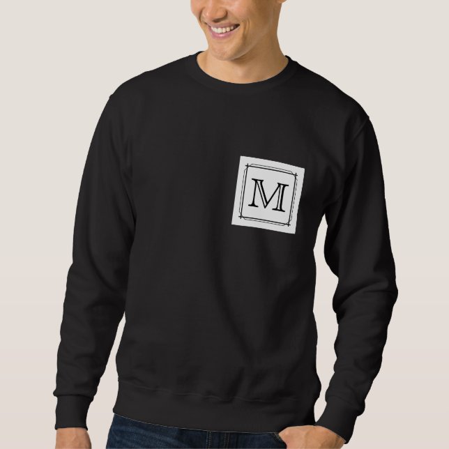 Your Letter. Custom Monogram. Black and White Sweatshirt (Front)