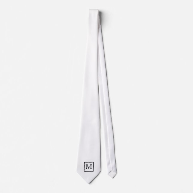 Your Letter. Custom Monogram. Black and White Tie (Front)