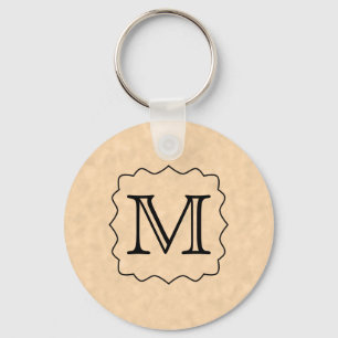 Your Letter. Custom Monogram. Black & Parchment Key Ring