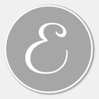 Your Letter, Custom Monogram E Initial Grey Classic Round Sticker