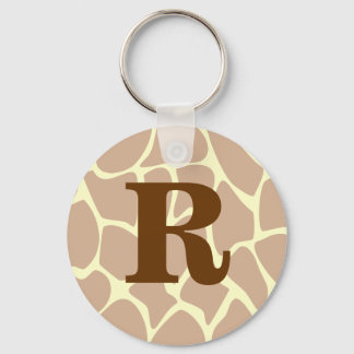Your Letter. Custom Monogram Giraffe Print Design Key Ring