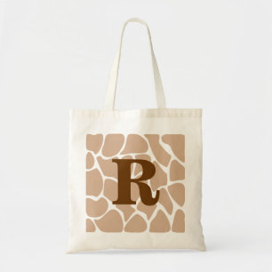 Your Letter. Custom Monogram Giraffe Print Design Tote Bag