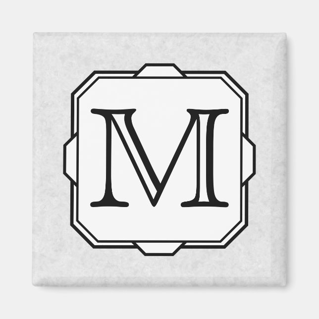 Your Letter. Custom Monogram. Grey, Black & White Magnet (Front)