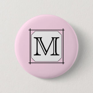 Your Letter. Custom Monogram. Pink Black White 6 Cm Round Badge