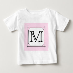 Your Letter. Custom Monogram. Pink Black White Baby T-Shirt