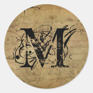 Your Letter. Custom Monogram. vintage feel. Classic Round Sticker