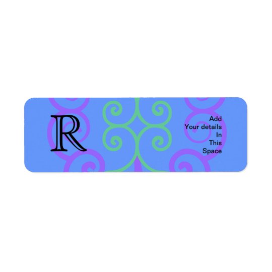 Your Letter. Custom. Peacock Colours Swirl Return Address Label