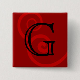 Your Letter. Custom Red Swirl Monogram. 15 Cm Square Badge