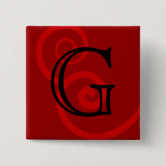 Your Letter. Custom Red Swirl Monogram. 15 Cm Square Badge