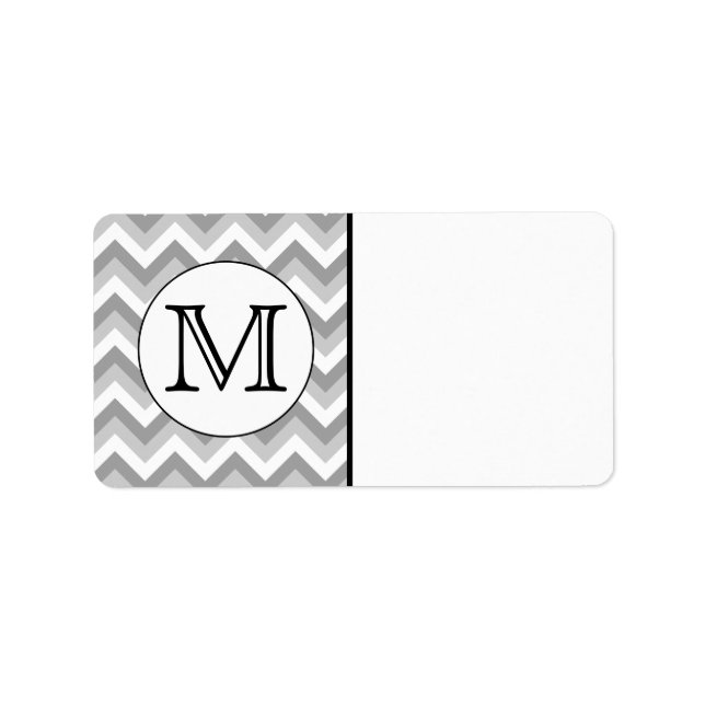 Your Letter. Grey Zigzag Pattern Monogram. Label (Front)