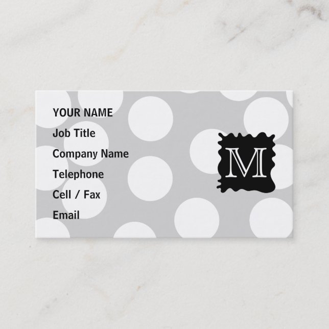 Your Letter, Monogram. Dots with Black Splat. Business Card (Front)