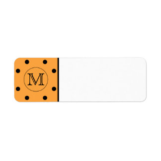 Your Letter Monogram. Orange and Black Polka Dot.