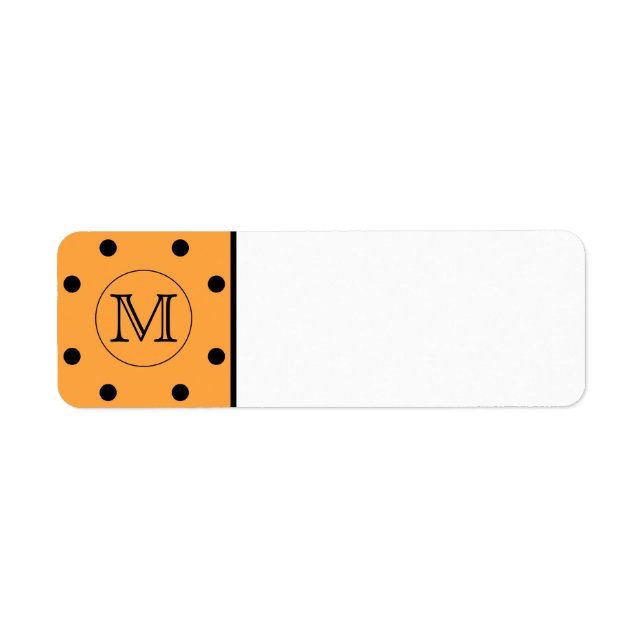 Your Letter Monogram. Orange and Black Polka Dot. (Front)