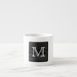 Your Letter Monogram. Picture of Black Wood. Espresso Cup