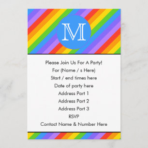 Your Letter, Rainbow Stripes Monogram. Invitation