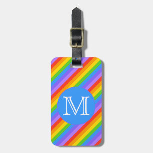 Your Letter, Rainbow Stripes Monogram. Luggage Tag