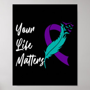 Your Life Matters Ribbon N Suicide Awareness Menta Poster