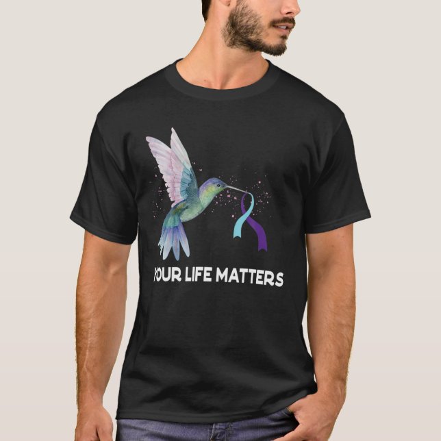 Your Life Matters Ribbon N Suicide Awareness Menta T-Shirt (Front)