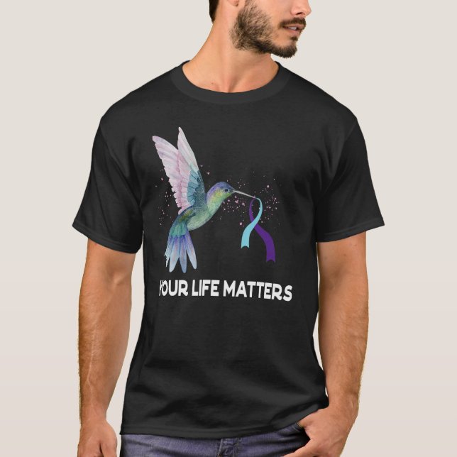 Your Life Matters Ribbon N Suicide Awareness Menta T-Shirt (Front)