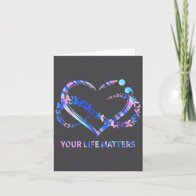 Your Life S Suicide Awareness Butterflies Heart  Card (Front)