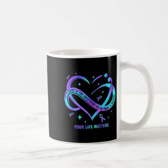 Your Life S Suicide Prevention Teal Purple Heart R Coffee Mug (Right)