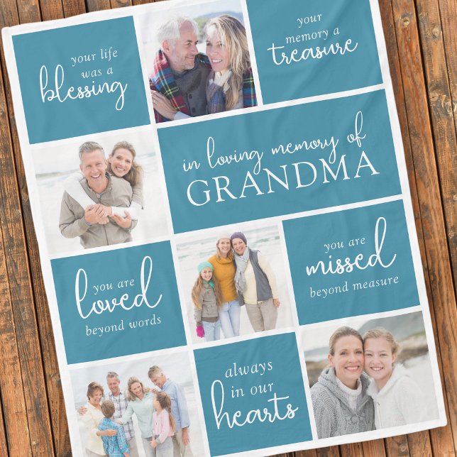 Your Life Was a Blessing Photo Collage Sympathy Fleece Blanket (Creator Uploaded)