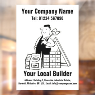 Your Local Builder Cartoon Design Window Cling