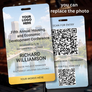 Your Location Photo QR Logo Conference ID Badge