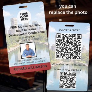 Your Location Photo QR Logo Conference ID Badge