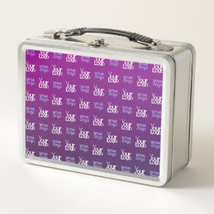 Your Logo   2 Uploaded Images or Business Logos  Metal Lunch Box