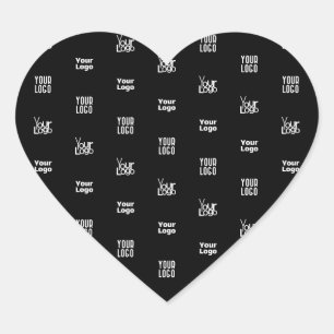 Your Logo   3 Logo Pattern Design Editable Black Heart Sticker