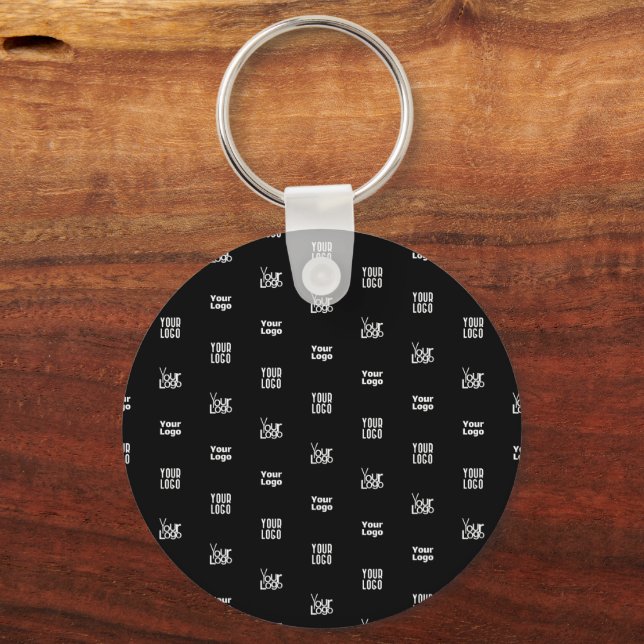 Your Logo | 3 Logo Pattern Design Editable Black Key Ring (Front)