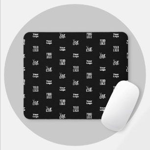 Your Logo   3 Logo Pattern Design Editable Black Mouse Mat