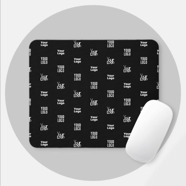 Your Logo | 3 Logo Pattern Design Editable Black Mouse Mat (Creator Uploaded)