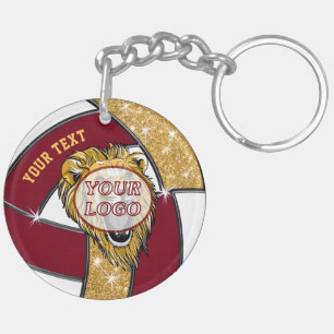 Your LOGO and 5 Text Boxes Volleyball Keychains