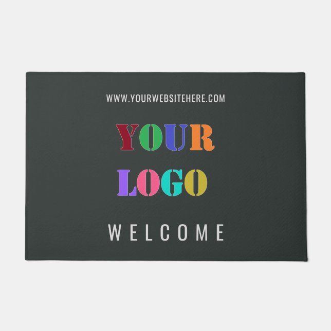 Your Logo and Custom Text Business Doormat Example (Front)