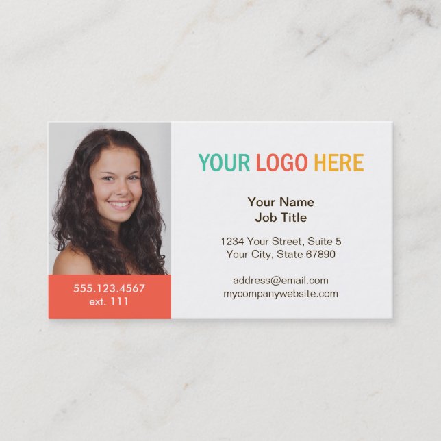 Your logo and photo headshot professional company business card (Front)
