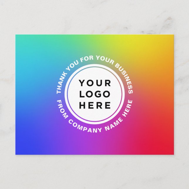 Your Logo and Text Rainbow Personalised Thank You Postcard (Front)