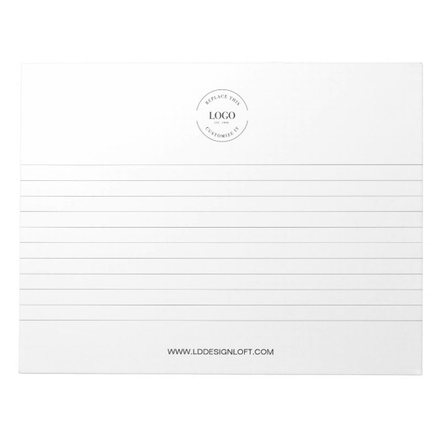 Your Logo and website lined Business promo Custom Notepad (Front)