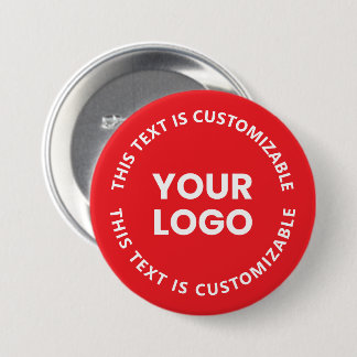Your Logo/Any Uploaded Image & Circular Text | Red 7.5 Cm Round Badge